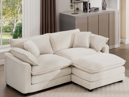 Modern Oversized Modular Cushion Sofa With Ottoman, Low Back, Deep Seating Sofa Set