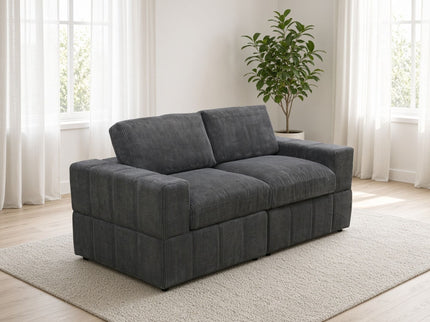 Oversized Modular Loveseat, 2 Piece Living Room Sofa Set - Dark Gray
