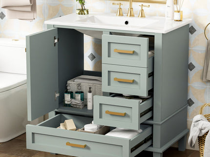 Bathroom Vanity, Modern Bathroom Cabinet With Sink Combo Set, Bathroom Storage Cabinet With A Soft Closing Door And 3 Drawers, Solid Wood Frame