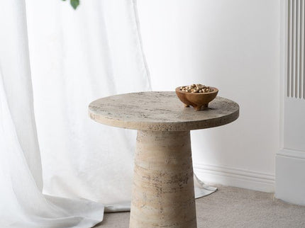 Round Side Table With Pedestal Base