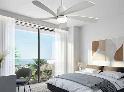 52" Ceiling Fan With Dimmable LED Light, 5 Blades, Reversible DC Motor, Smart Remote Control - White