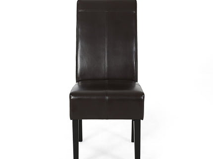 Bonded Leather Upholstered Dining Chair With Solid Wood Legs (Set of 2) - Chocolate