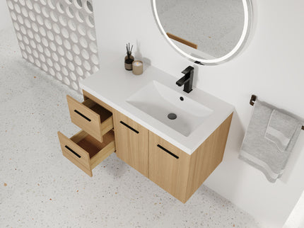 Wall Mounted Floating Bathroom Vanity With Sink, Door & Drawers Modular Cabinet
