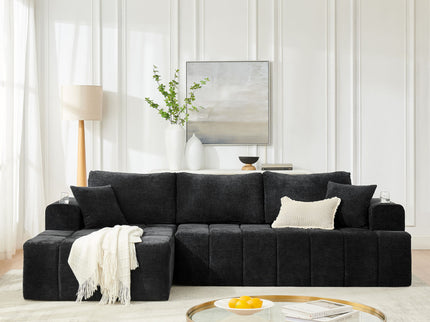 L - Shaped Sectional Sofa With Cup Holders & Side Pockets