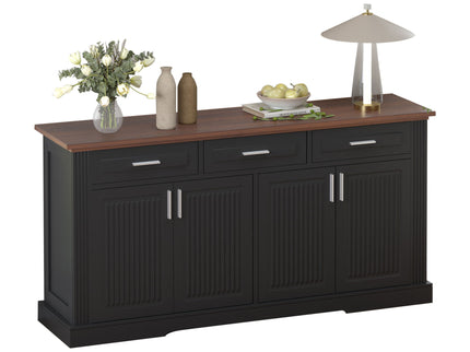 Fluted Sideboard Buffet Cabinet With 4 Doors And 3 Drawers