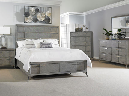 Storage Bed With Bookmatched Veneer
