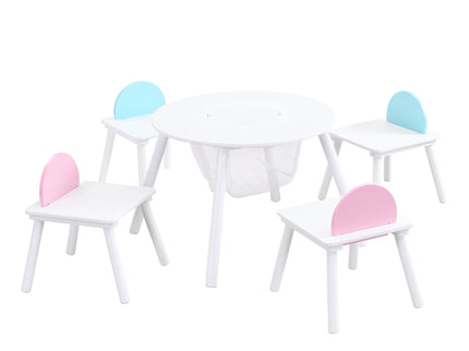 Children's Panel Table With 4 Chairs - White