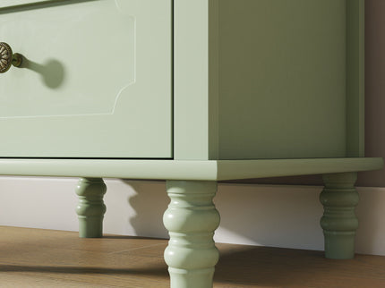 Minimalism Buffet Cabinet With Glass Doors And Double Drawer