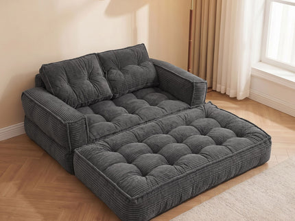 2 Seater Modular Corduroy Sofa With Chaise Lounge For Living Room