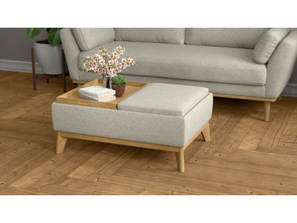 Reversible Tray Ottoman - Tan