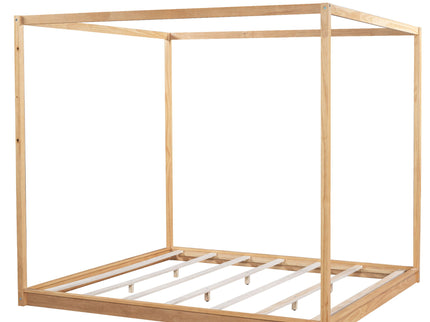 Wood Canopy Platform Bed With Support Legs And Airflow Slats
