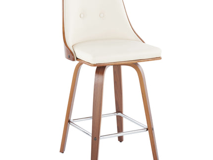 Gianna - Mid Century Modern Fixed Height Counter Stool With Swivel With Square Footrest (Set of 2)