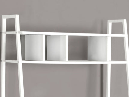 Computer Desk For Home Office, Laptop, Leaning, Storage Shelves, Contemporary & Modern - White