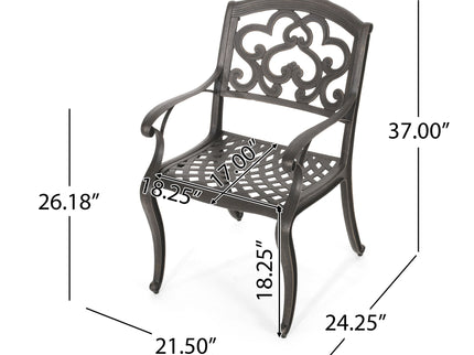 Cast Aluminum Dining Chair With Hand Crafted Details - Copper