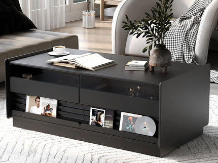 Modern Rectangle Coffee Table With 4 Drawers And 2 Display Shelves