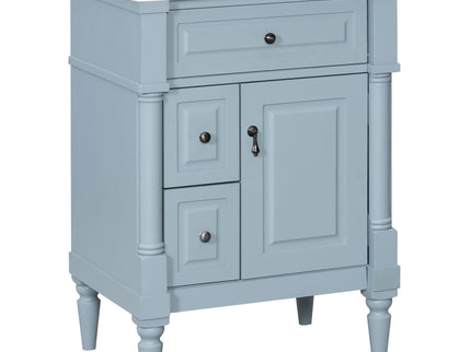 Freestanding Bathroom Vanity With Sink, Adjustable Shelf & Flip Drawer