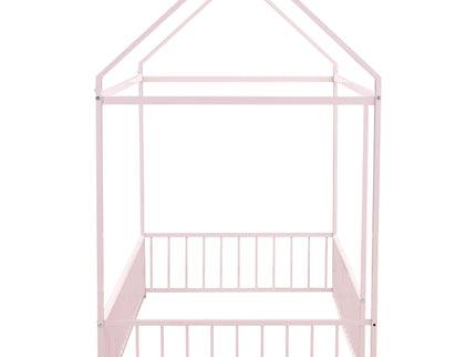 Metal Bed House Bed Frame With Fence