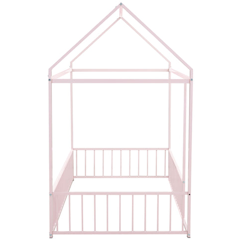 Metal Bed House Bed Frame With Fence