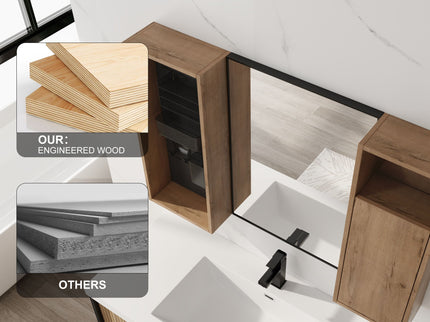 41.3" Wall Mounted Cabinet With Storage, Medicine Cabinet With Door And Adjustable Shelves - Imitative Oak