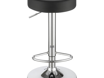 Adjustable Hydraulic Bar Stool With Base And Padded Seat - Black / Silver