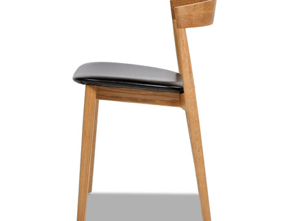 Raven - Stacking Sculpted Oak Dining Chair - Warm Natural Brown / Black