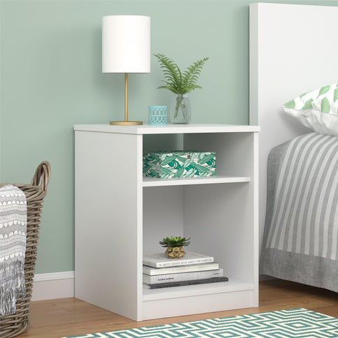 Open Shelf Nightstand - White