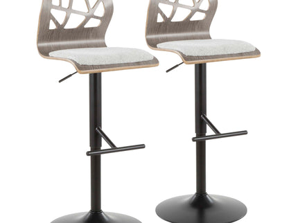 Folia - Mid Century Modern Adjustable Barstool With Swivel & Rounded T Footrest (Set of 2)