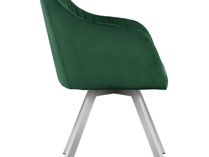 Tufted Swivel Dining Chair With Slim Sloped Arms - Green