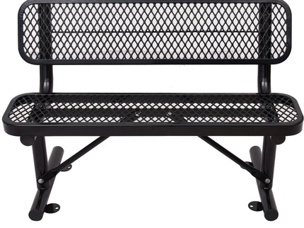 6' Outdoor Steel Bench With Backrest