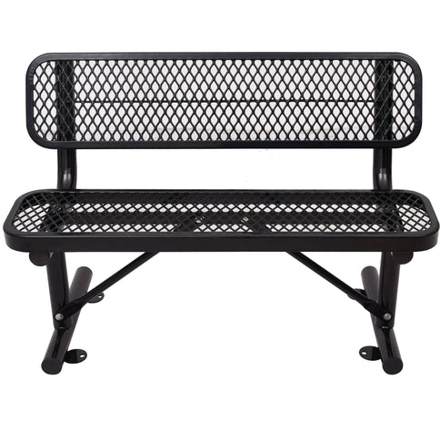 6' Outdoor Steel Bench With Backrest