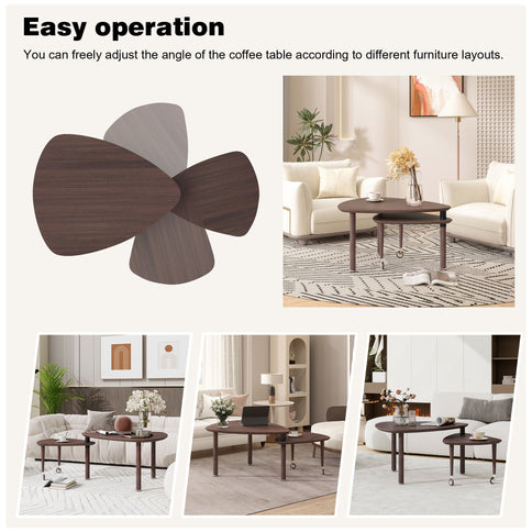 360 Degree Rotatable Coffee Table With Solid Legs