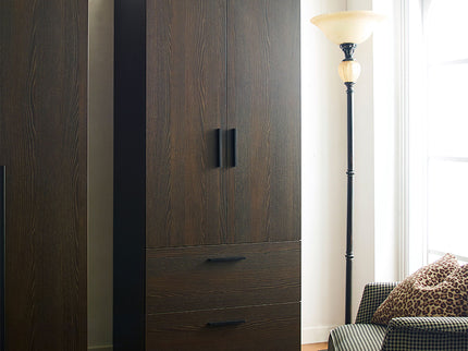 Brook - 2 Door Closet With 2 Drawers And Hanging Bars - Dark Brown