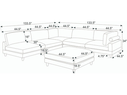 Modern Modular Sectional With Adjustable Back Support