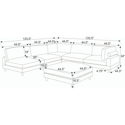 Modern Modular Sectional With Adjustable Back Support