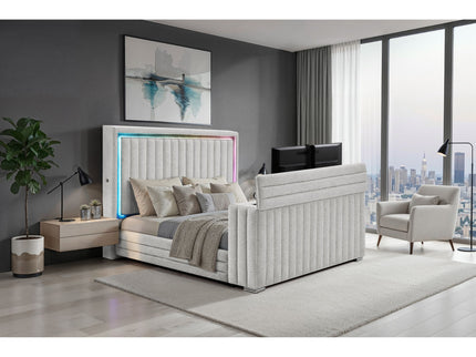 Elliot - Bed With Immersive Sound, LED Lighting, Fireplace Footboard, TV Lift