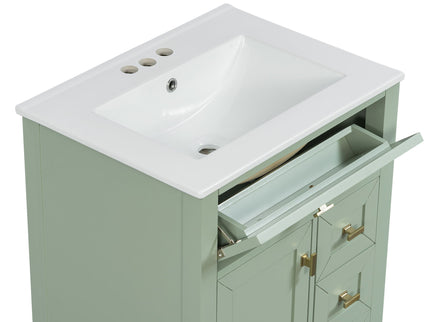 Bathroom Vanity With Sink, 3 Drawers & Cabinet With 2 Tier Door Storage Rack, Soft Close Doors & Drawers