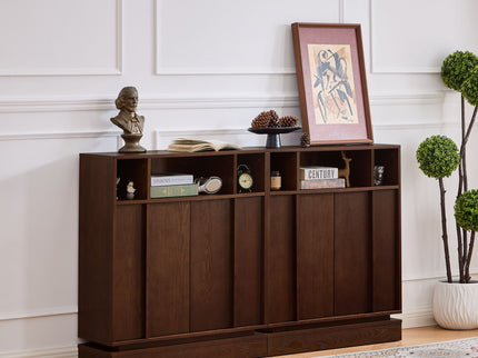 Fluted Sideboard Buffet Cabinet With 2 Doors And Adjustable Shelf, Storage Cabinet For Entryway