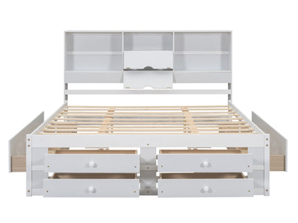 Platform Bed With Storage Headboard And 8 Drawers