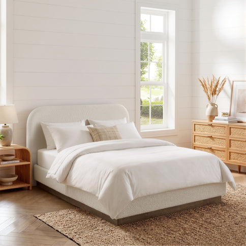 Linton - Upholstered Platform Bed With Curved Headboard