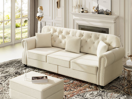 Upholstered Sofa Set With Nailhead Trim And Rolled Armrests, Includes Pillows