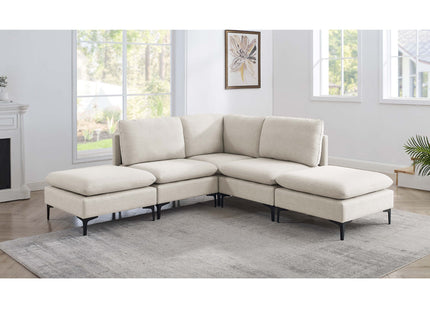 Upholstered Modular Sectional With Tall Legs, Medium Firm Seat