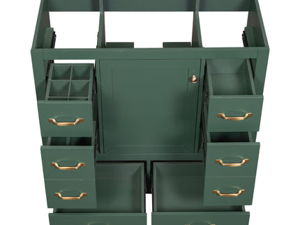 Modern Bathroom Vanity Base Only, 6 Drawer Storage With Adjustable Shelf