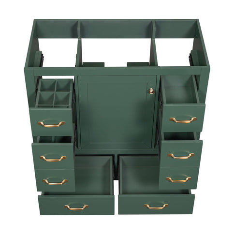Modern Bathroom Vanity Base Only, 6 Drawer Storage With Adjustable Shelf