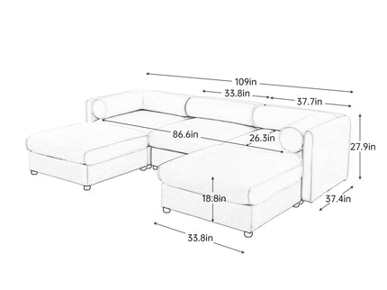 Contemporary Elegant Sofa With Storage And Ottoman
