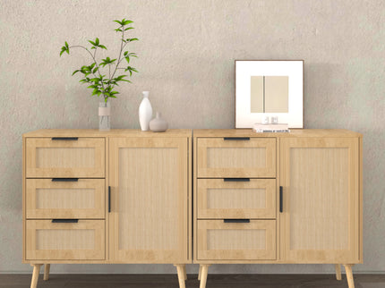 Dresser With Drawers And Adjustable Shelf - Antique Natural / Rattan