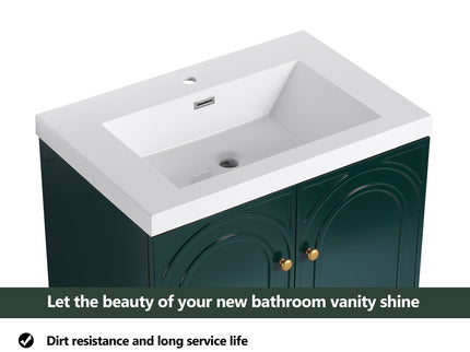 Contemporary Freestanding Bathroom Vanity With Resin Sink & Soft-Close Cabinet Doors