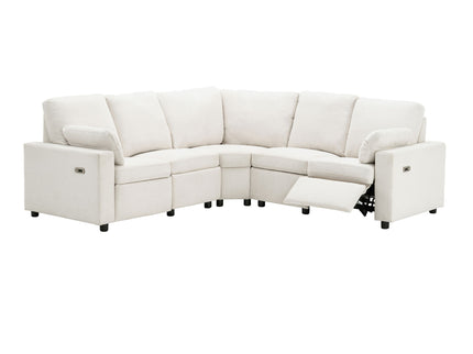 Power Recliner Sectional Sofa Home Theater Reclining Sofa With Two USB Ports, Two Storage Drawers For Living Room