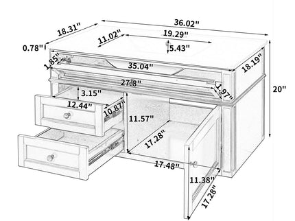 Modern Wall Mounted Floating Cabinet With Double Drawer And Sink