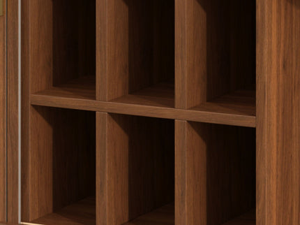 Fluted Liquor & Coffee Bar Cabinet With 6 Wine Racks And 3 Glass Holders