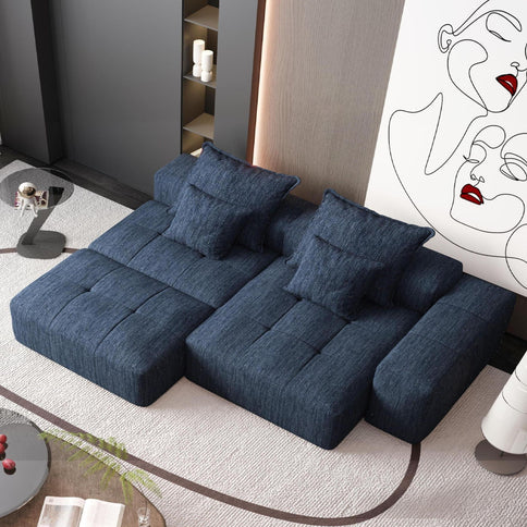 Modern Oversized Diy Combination Modular Sectional Sofa & Pillows
